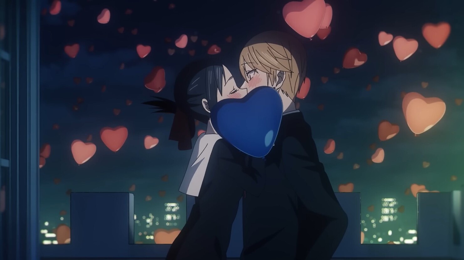 Кагуя и Миюки поцелуй